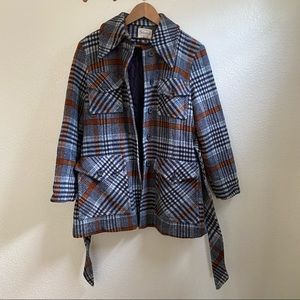 Vintage wool plaid belted coat